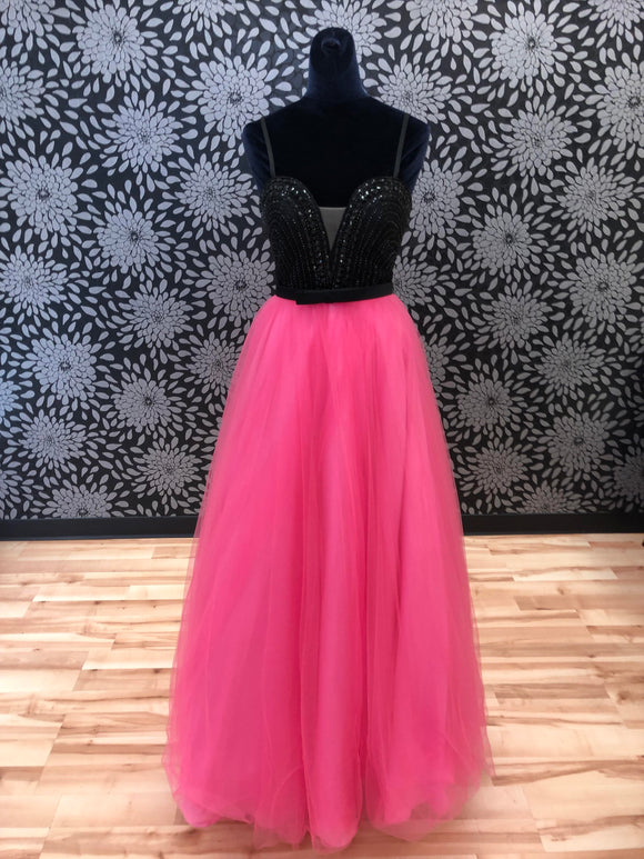 Black and Pink Prom Dress