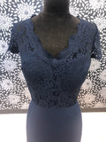 Lace Bodice Navy Gown