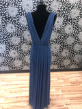 Navy Crepe and Chiffon Gown